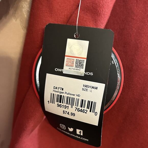 Colosseum DAYTON FLYERS Mens Sz L RED O HOOLIGAN Hoodie Waffle Stitched New NWT - Picture 7 of 10